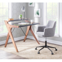 Lumisource OFD-ARCHER WLGY Archer Contemporary Desk in Walnut Wood with Grey Wood Top